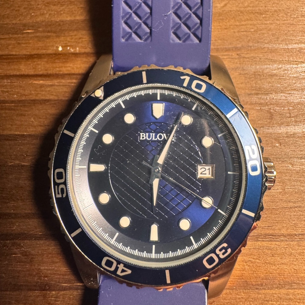 Bulova Men’s Blue Watch Dive Water Resistant Battery Quartz Movement